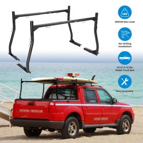1Pair Extendable Truck Ladder Rack Non-Drilling Pick-up Truck Bed Utility Rack Adjustable Steel Truck Rack with 800LBS Capacity for 47.2-72.8in W