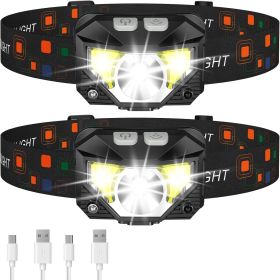 Flashlight, Lumen Ultra-Light Bright LED Rechargeable Headlight with White Red Light, 2-Pack Waterproof Motion Sensor Head Lamp
