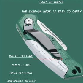 2pcs Utility Knife Set: Retractable Cutter (5 Blades) Folding Utility Knife PTR Plastic Handle Safety Lock Built-in Blade Storage (3 Blades) SK5