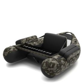 Inflatable Fishing Float Tube with Pump Storage Pockets and Fish Ruler (Color: Camouflage)