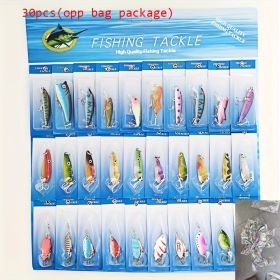 Lot 30 pcs Kinds of Fish Fishing Lures Crankbaits Hooks Minnow Baits Tackle (Quantity: 30pcs)